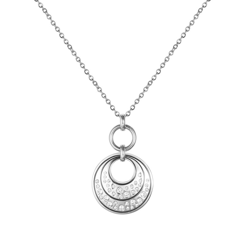 Collier Amporelle motif cercles en acier et oxydes de zirconium