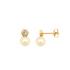 Boucles d'oreilles Carador fleur or jaune 375/000, perle et oxyde de zirconium