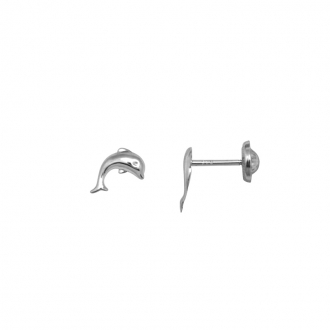 Boucles d'oreilles  Carador dauphin en or blanc 375/000