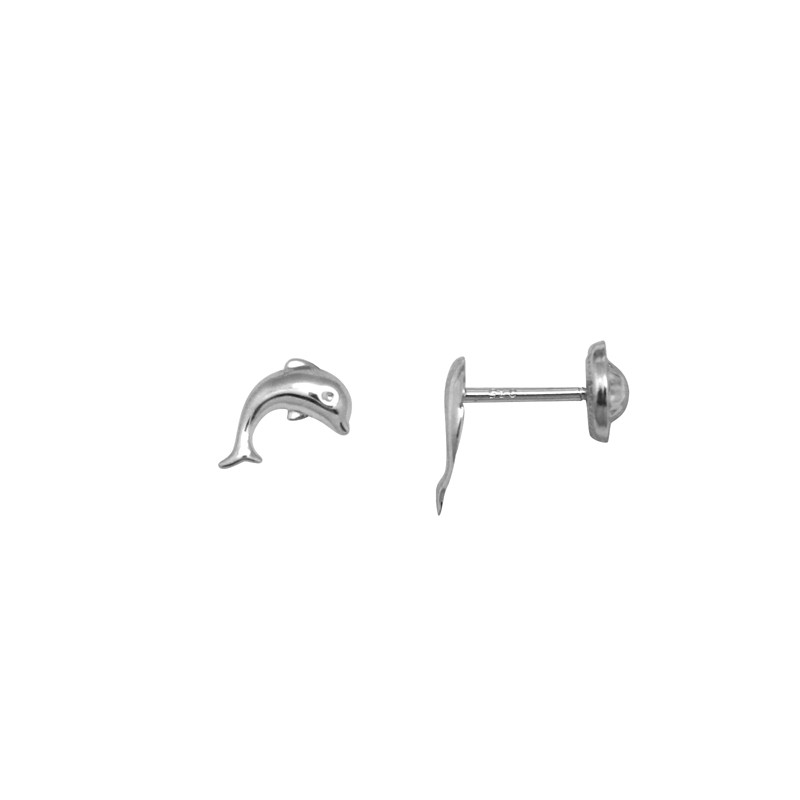 Boucles d'oreilles  Carador dauphin en or blanc 375/000