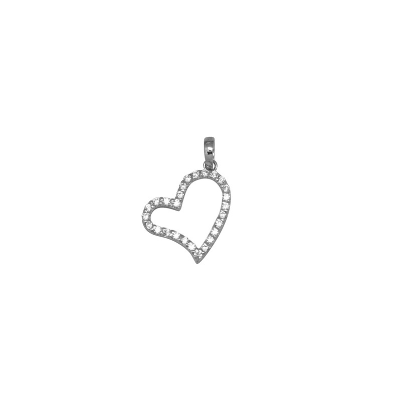 Pendentif Carador Coeur en or blanc 375/000 et oxydes de zirconium