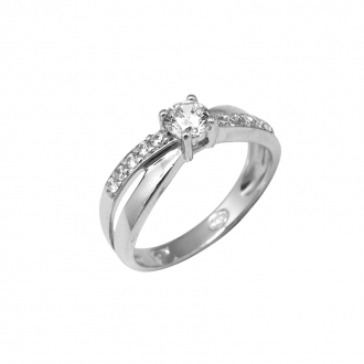 Bague Carador solitaire accompagné oxydes de zirconium et argent 925/000