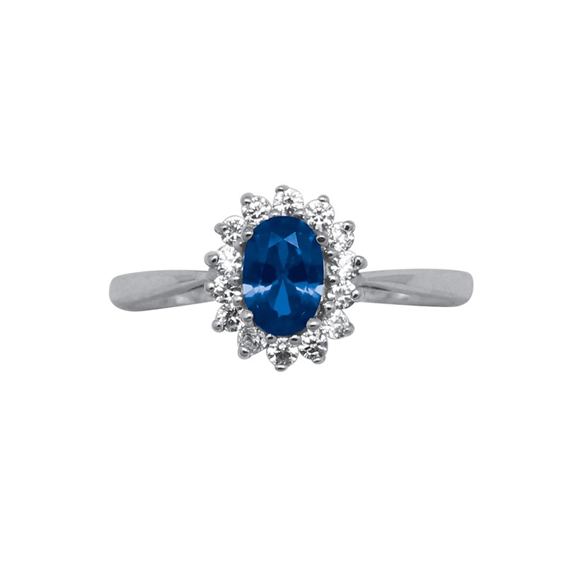 Bague Carador Joaillerie argent 925/000, oxydes de zirconium et pierre bleue