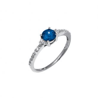 Bague Carador solitaire fantaisie argent 925/000, oxydes de zirconium et pierre bleue