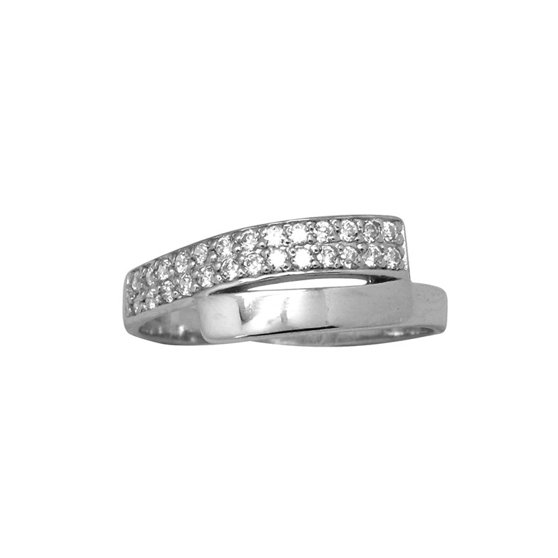 Bague Carador fantaisie pavée d'oxydes de zirconium argent 925/000