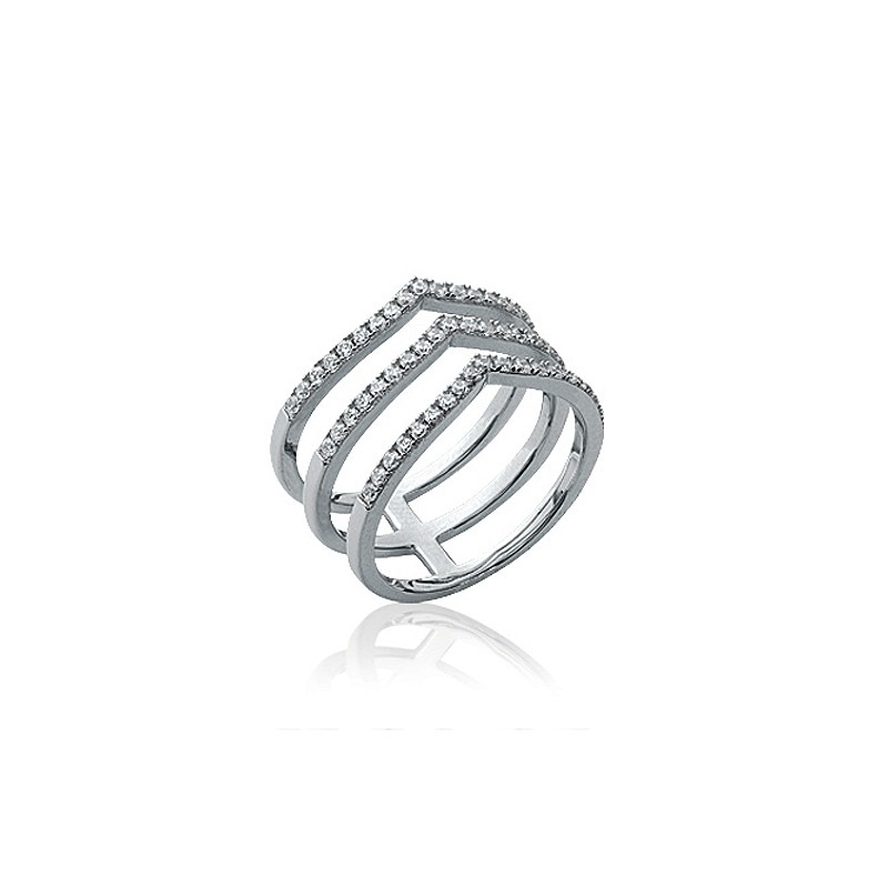 Bague Carador triple anneaux Minimaliste argent 925/000 et oxydes de zirconium