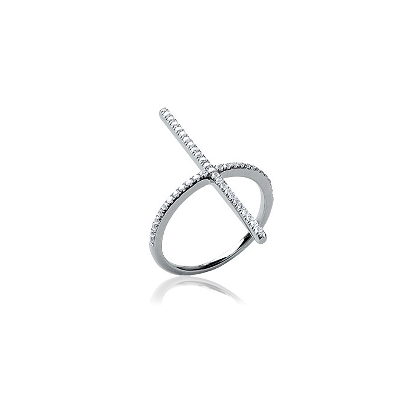 Bague Carador croix minimaliste argent 925/000 et oxydes de zirconium