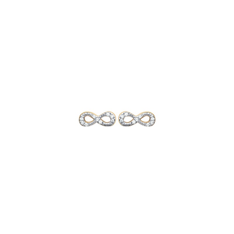 Boucles d'oreilles Carador collection Happy motif infini plaqué or et oxydes de zirconium