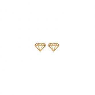 Boucles d'oreilles Carador collection Happy motif diamant plaqué or 