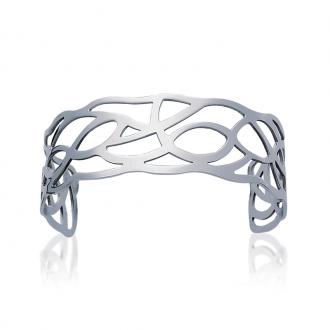 Bracelet manchette Carador motif courbe acier argenté