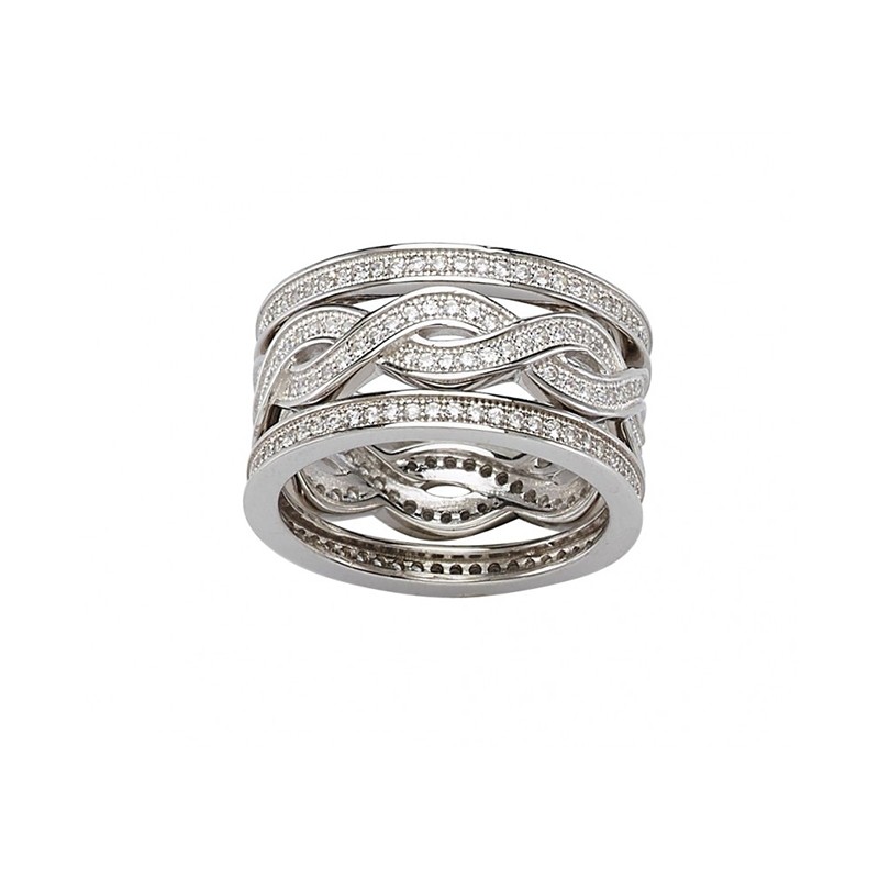 Bague Carador trois anneaux argent 925/000 et cristaux 