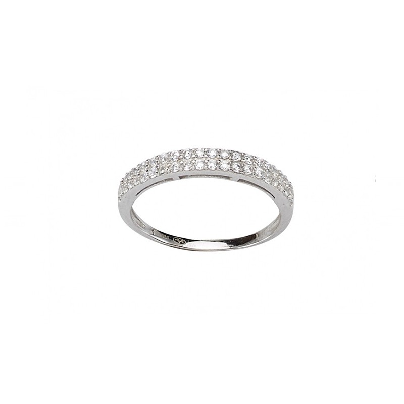 Bague Carador type alliance demi-tour argent 925/000 et cristaux 