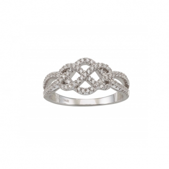 Bague Carador fantaisie croisée argent 925/000 et cristaux 