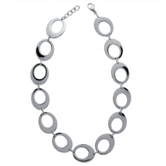 Collier Carador ellipses acier argenté