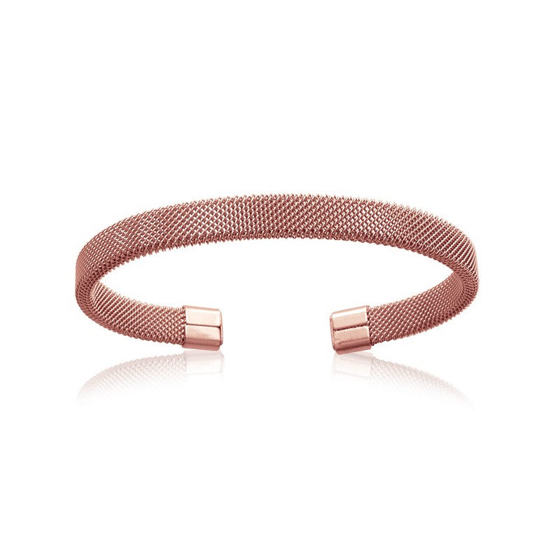 Bracelet jonc Carador fantaisie acier doré rose