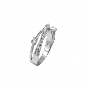 Bague Carador triple anneaux croisés argent 925/000 et oxydes de zirconium