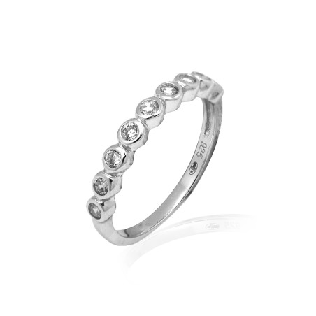 Bague alliance demi-tour Carador argent 925/000 et oxydes de zirconium