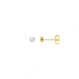 Boucles d'oreilles bouton femme Carador plaqué or et oxydes de zirconium 3 mm