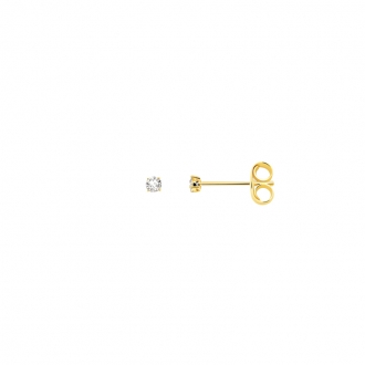 Boucles d'oreilles bouton femme Carador plaqué or et oxydes de zirconium 2 mm