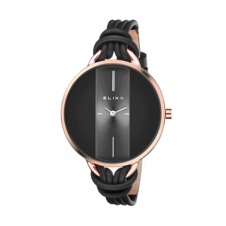 Montre et bracelet Elixa Finesse noire et dor e rose E096 L371 K1