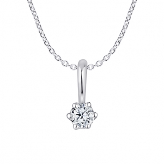 Collier femme Carador or blanc 375/000 diamant 0.1 cts