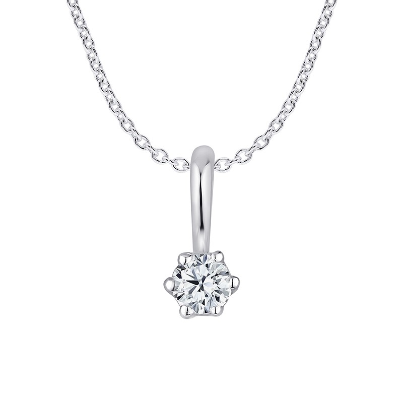 Collier femme Carador or blanc 375/000 diamant 0.1 cts