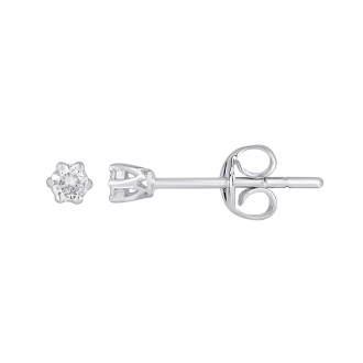 Boucles d'oreilles Carador or blanc 375/000 et diamant 0.1 cts