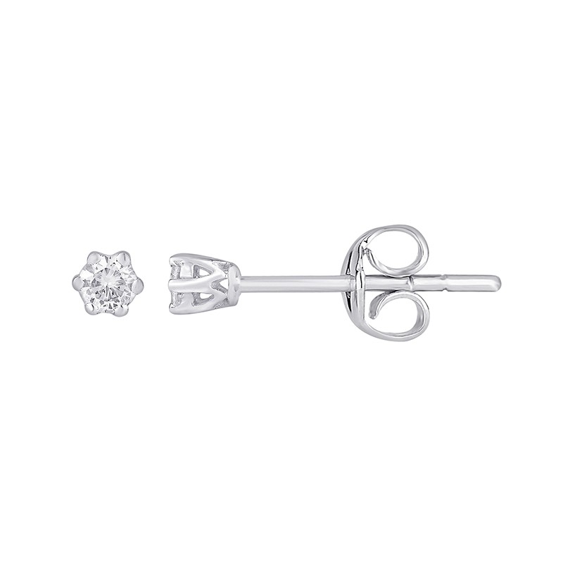 Boucles d'oreilles Carador or blanc 375/000 et diamant 0.1 cts