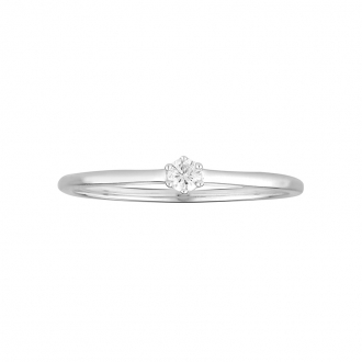 Bague solitaire Carador or blanc 375/000 et diamant 0.06 cts