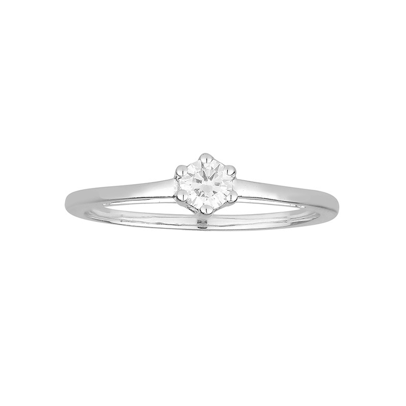 Bague solitaire Carador or blanc 375/000 et diamant 0.19 cts