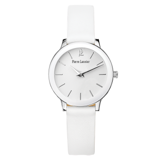 Montre Pierre Lannier femme bracelet cuir blanc 019K600