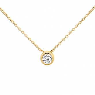 Collier CARADOR Or jaune 375/000e solitaire