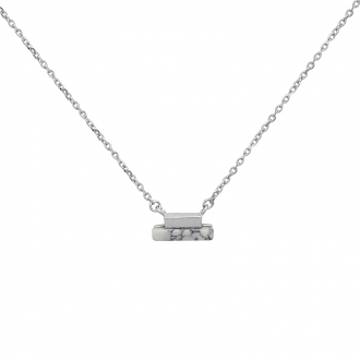 Collier Femme Silver Pop rectangles argent 925/000 et Howlite