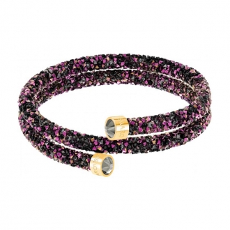 Bracelet jonc Swarovski Crystaldust double multicolore et plaqué or 5380085