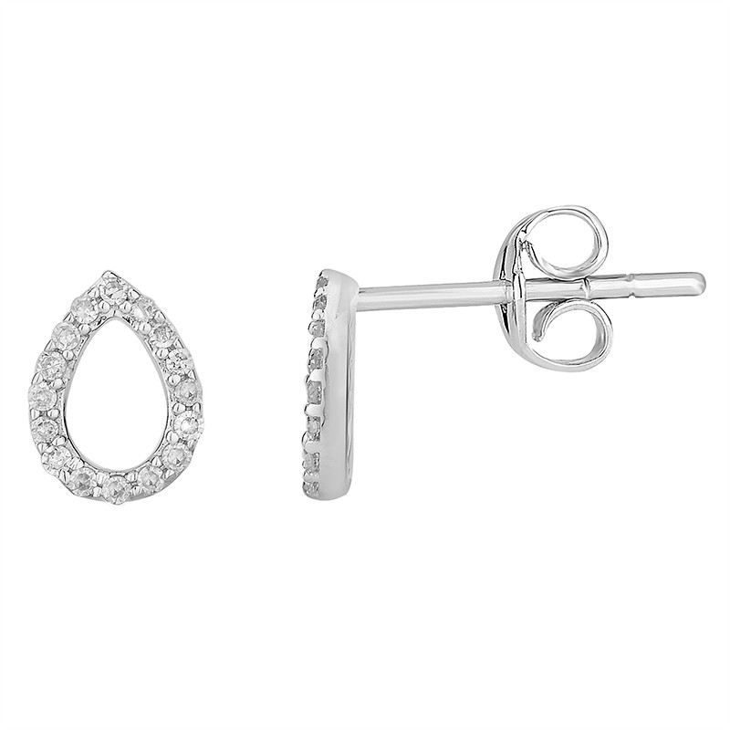 Boucles d'oreilles Atelier 17 Pétale bouton or blanc 375/000 et diamants