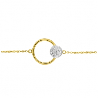 Bracelet Atelier 17 Bulle cercle et rond bicolore or 375/000 et diamants