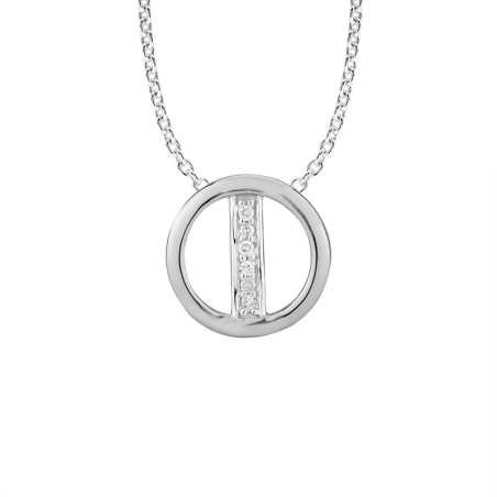 Collier Femme Atelier 17 Bulle cercle et tige or blanc 375/000 et diamants