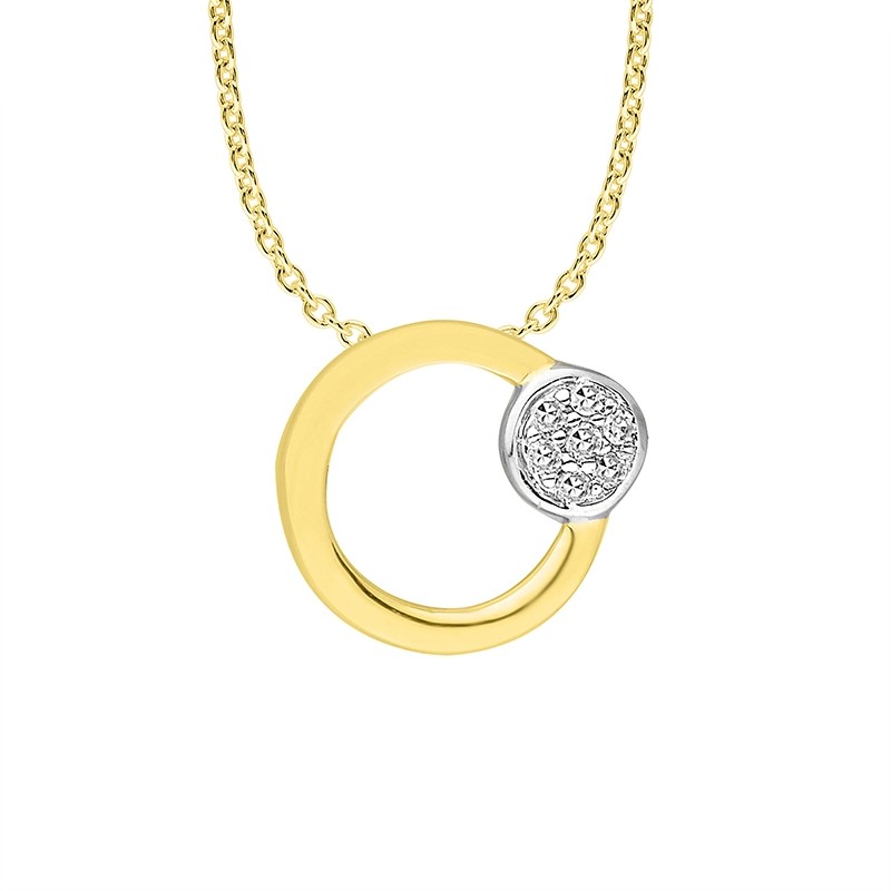 Collier Femme Atelier 17 Bulle cercle et rond bicolore or 375/000 et diamants