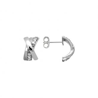 Boucles d'oreilles Carador demi-créoles argent 925/000 et zircons