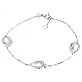 Bracelet Femme Carador trois gouttes empierrées de zircons en argent 925/000