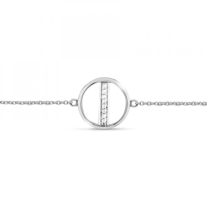 Bracelet Femme Atelier 17 Bulle cercle et tige or blanc 375/000 et diamants