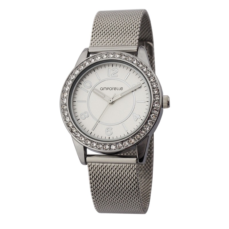 Montre Femme Amporelle argentée maille milanaise P100551-B2