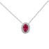 Collier Carador chaine et pendentif joaillerie ovale argent 925/000, zircons et pierre rouge