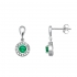 Boucles d'oreilles Carador classiques argent 925/000, oxydes de zirconium et verre vert