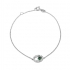 Bracelet Carador chaine et oval empierré d'oxydes de zirconium et pierre verte en argent 925/000