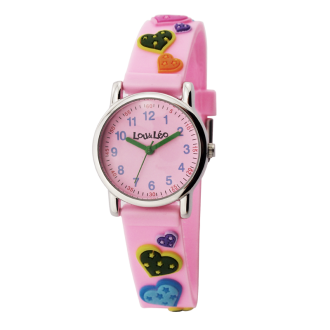 Montre Fille Lou&Léo cœur plastique rose P100208-B5