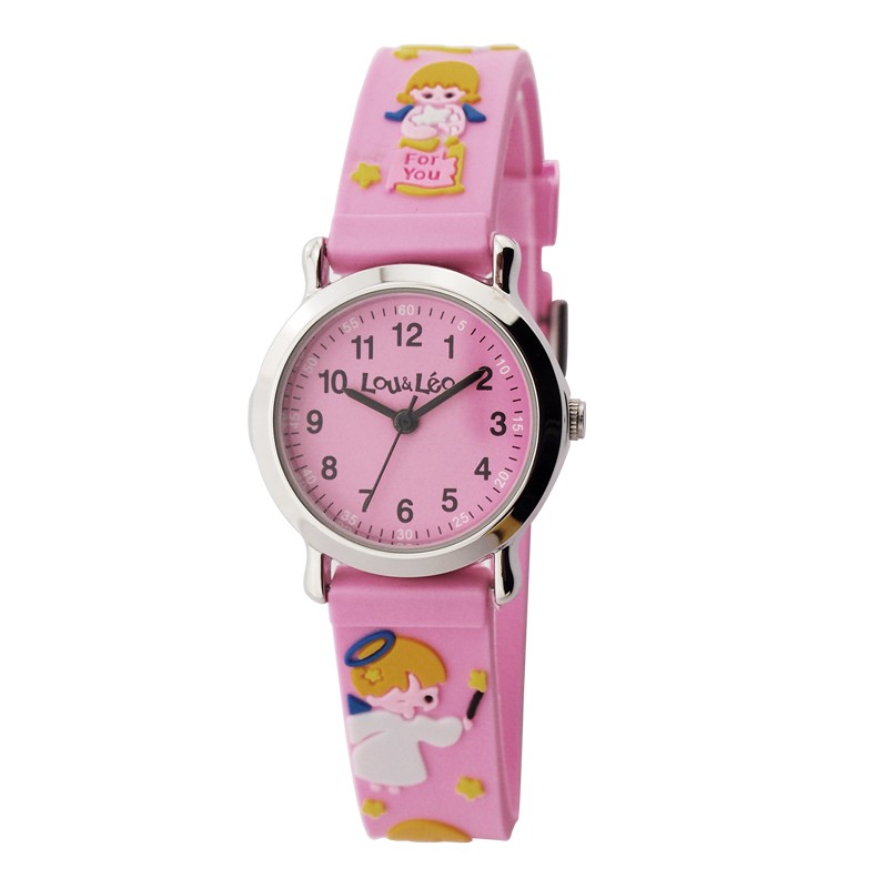 Montre enfant Lou&Léo ange plastique rose P100210-B5