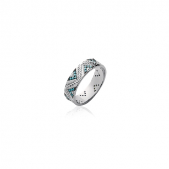 Bague Carador anneau motif ethnique argent 925/000 et turquoise - 7 mm