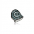 Bague Carador motif soleil aztèque argent 925/000 et turquoise