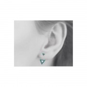 Boucles d'oreilles et dessous de lobe Carador tiangle empierré de turquoise en argent 925/000 Boucles d'oreilles et dessous de lobe Carador tiangle empierré de turquoise en argent 925/000